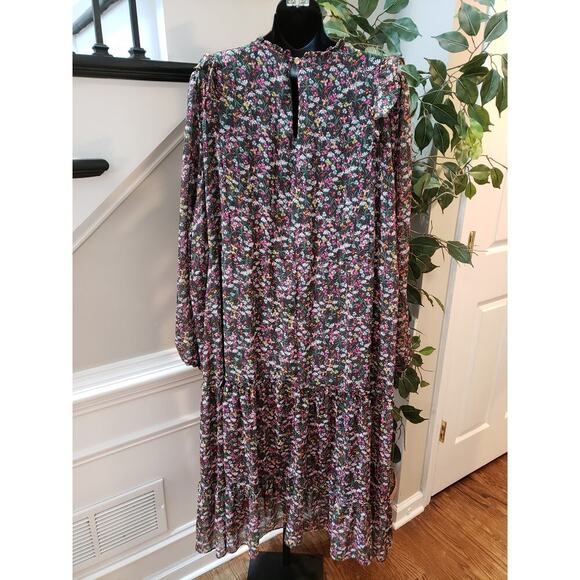 Draper James Long Maxi Dress Women's 3X Multicolor Floral Smocked Long Sleeve - Picture 13 of 15